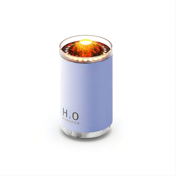 Umidificador Vulcão 250ml USB com Efeito Fumaça e Chama, Difusor Aromaterapia Ultrassónico LED para Casa, Escritório e Quarto