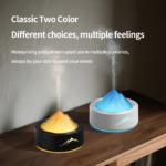Umidificador de Ar Ultrassónico LED com Difusor de Aromas, Design Montanha Vulcão, USB Tipo-C, Névoa Fria para Casa e Escritório
