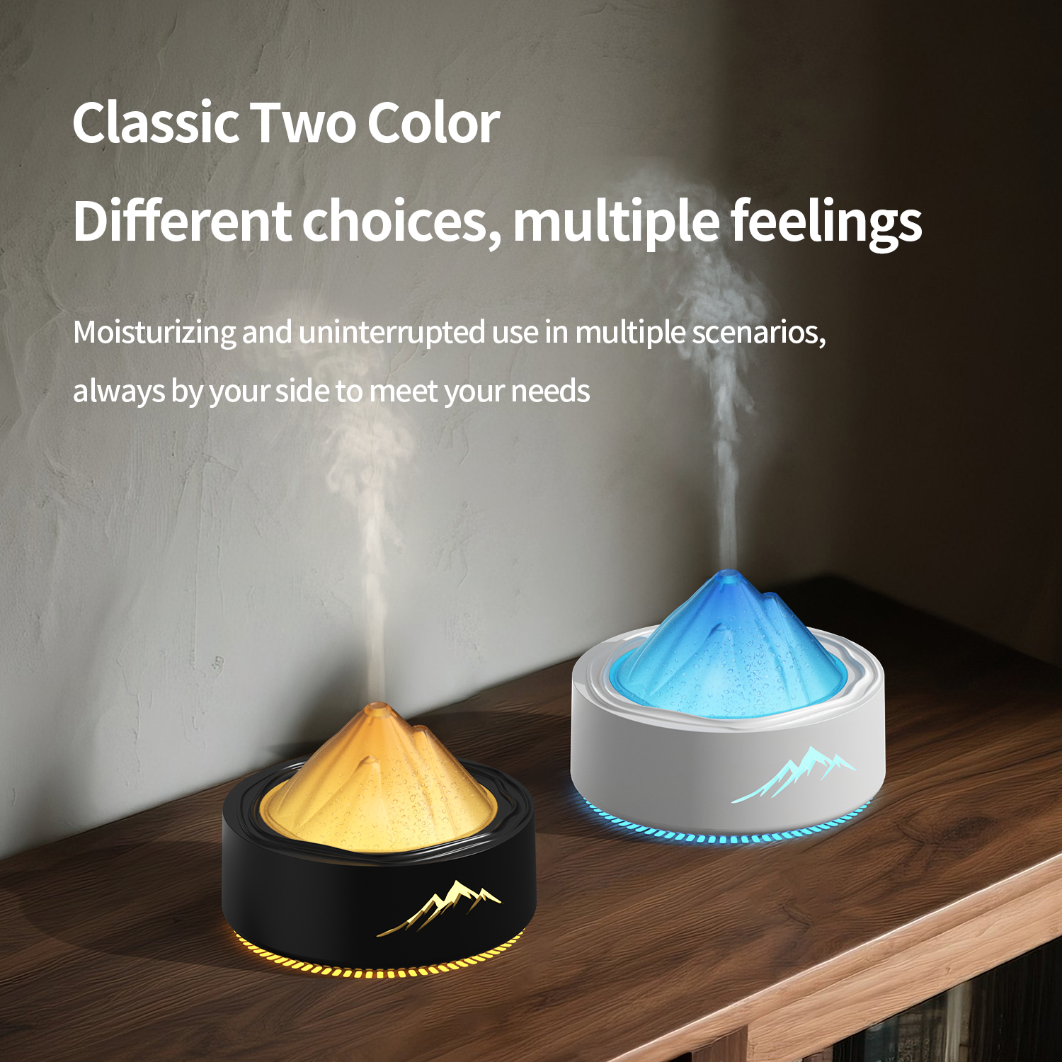 51383cb68e262fe6366720d0bb237674.png Umidificador de Ar Ultrassónico LED com Difusor de Aromas, Design Montanha Vulcão, USB Tipo-C, Névoa Fria para Casa e Escritório - Image 1