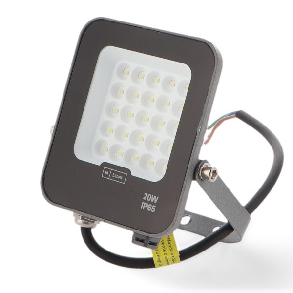LEDME Projetor LED Napoli Plus 20W IP65 Preto Regulável Triac, 2400 Lúmens e Temperatura de Cor 3000K/4000K/6000K