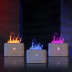 Umidificador Ultrassónico USB com Efeito Chama RGB, Difusor de Aromaterapia 0,5 L Silencioso para Casa e Escritório