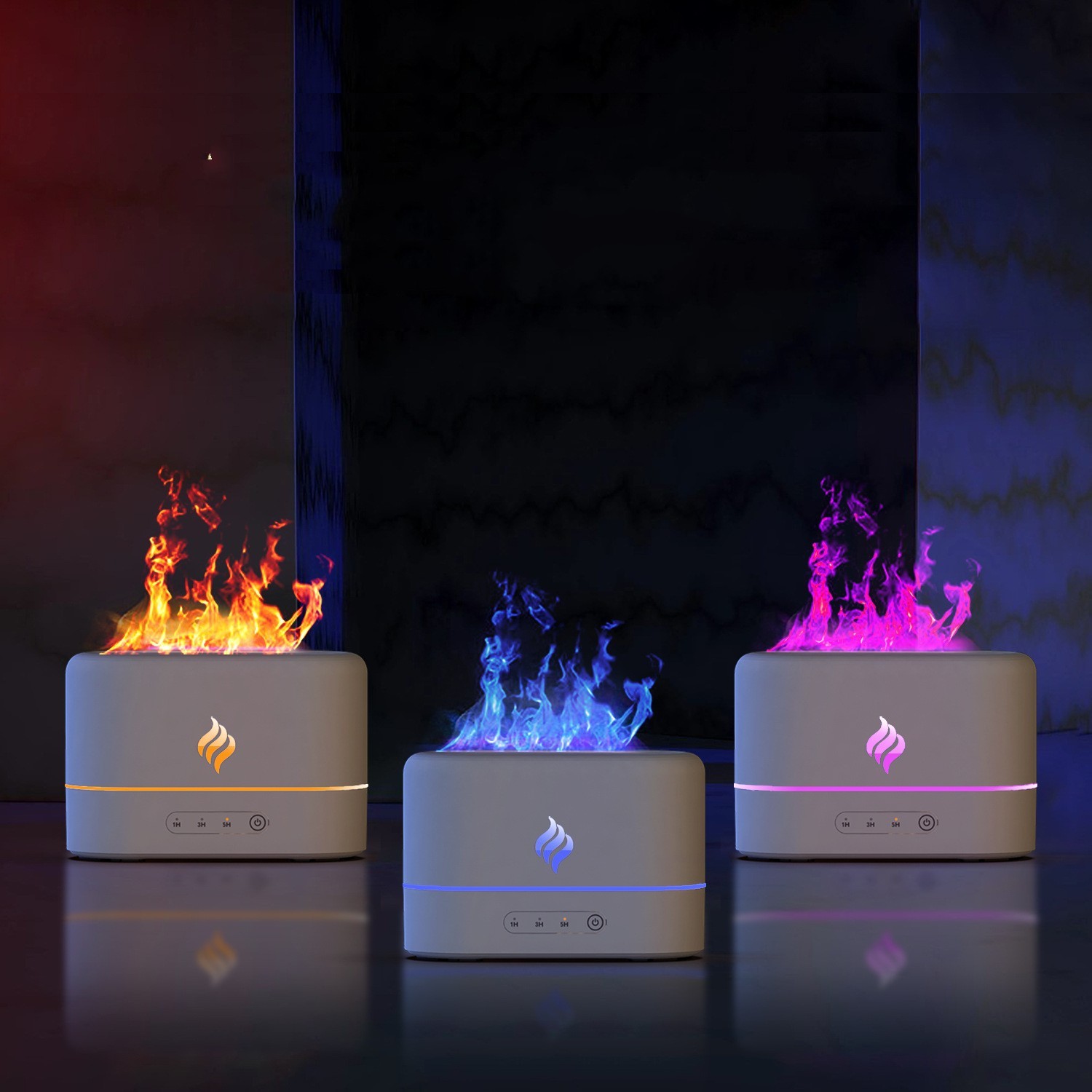 be1cb822eaf3b3b8ecff8c821d01456d.jpg Umidificador Ultrassónico USB com Efeito Chama RGB, Difusor de Aromaterapia 0,5 L Silencioso para Casa e Escritório - Image 1